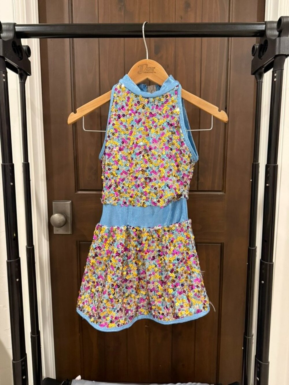 Blue Sequin Curtain Call Dance Costume